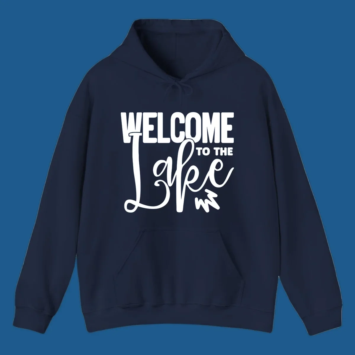 Welcome to the Lake typography design with stylized script font.