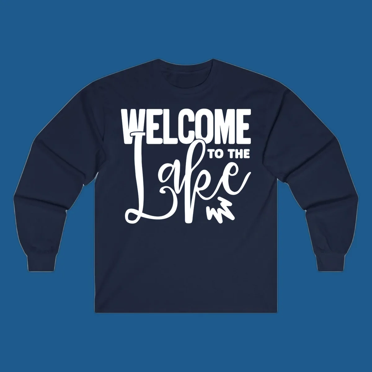 Welcome to the Lake typography design with stylized script font.