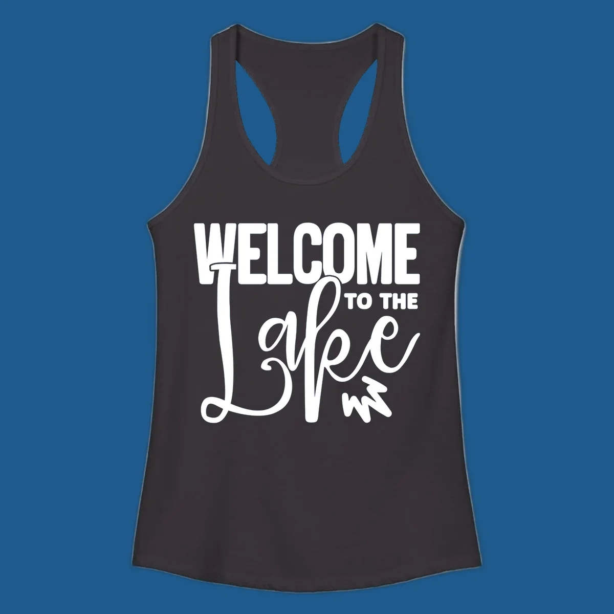 Welcome to the Lake typography design with stylized script font.