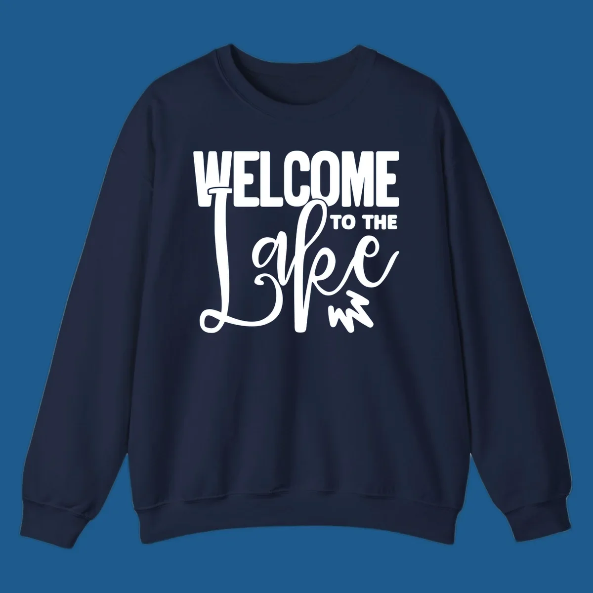 Welcome to the Lake typography design with stylized script font.