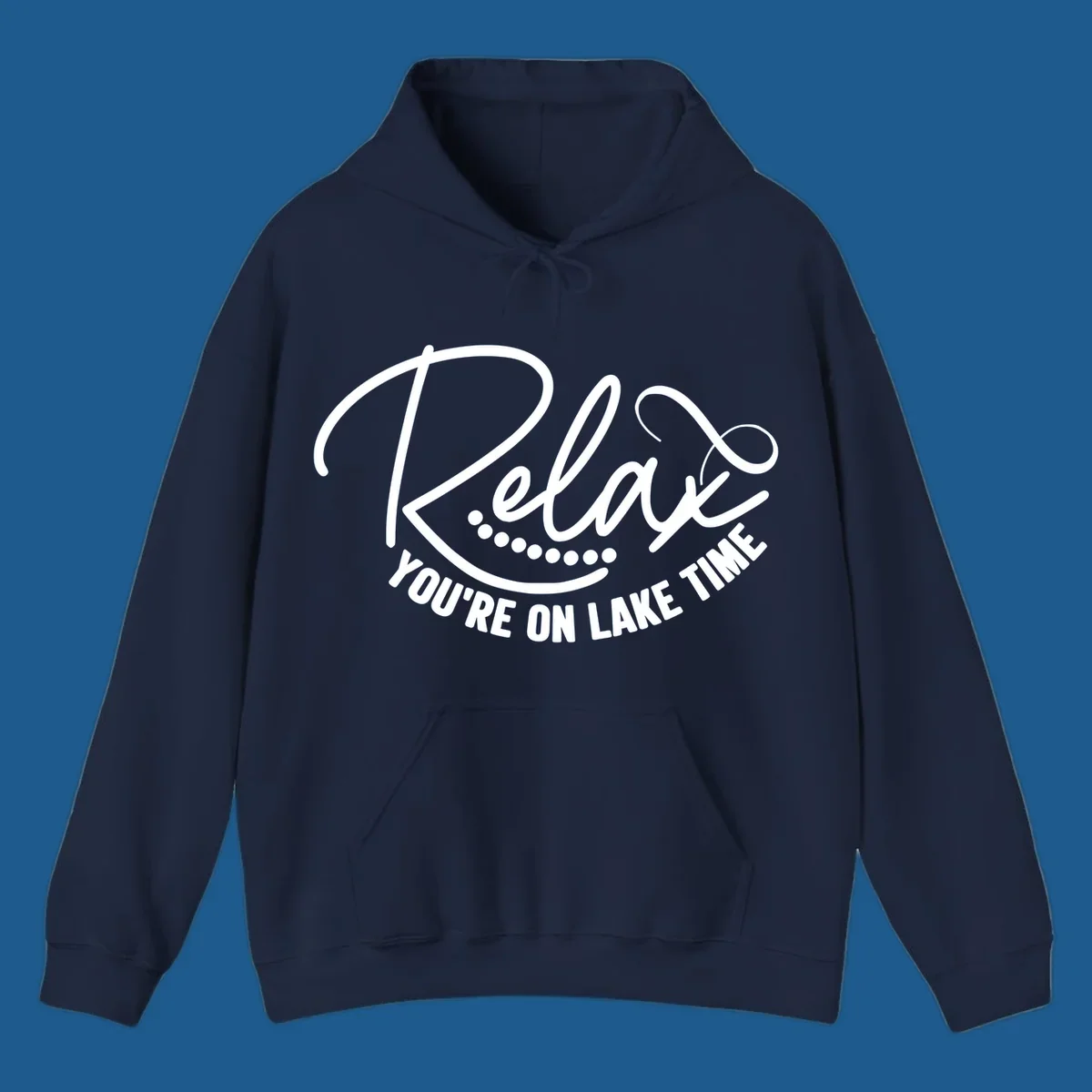 Relax You're On Lake Time text design with dots.
