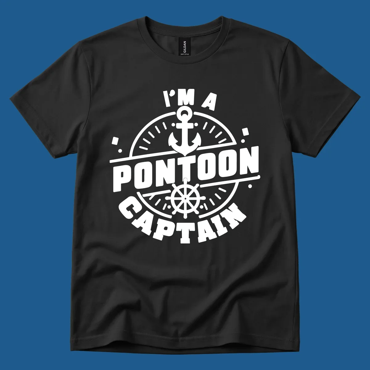 I'm A Pontoon Captain design with anchor and ship's wheel.