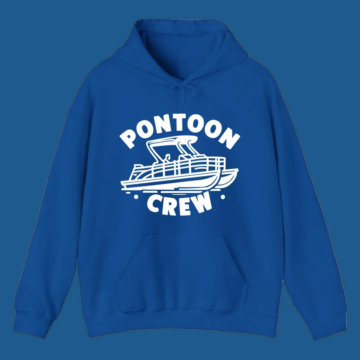 Pontoon crew boat illustration with text, for pontoon-crew-boat fans.
