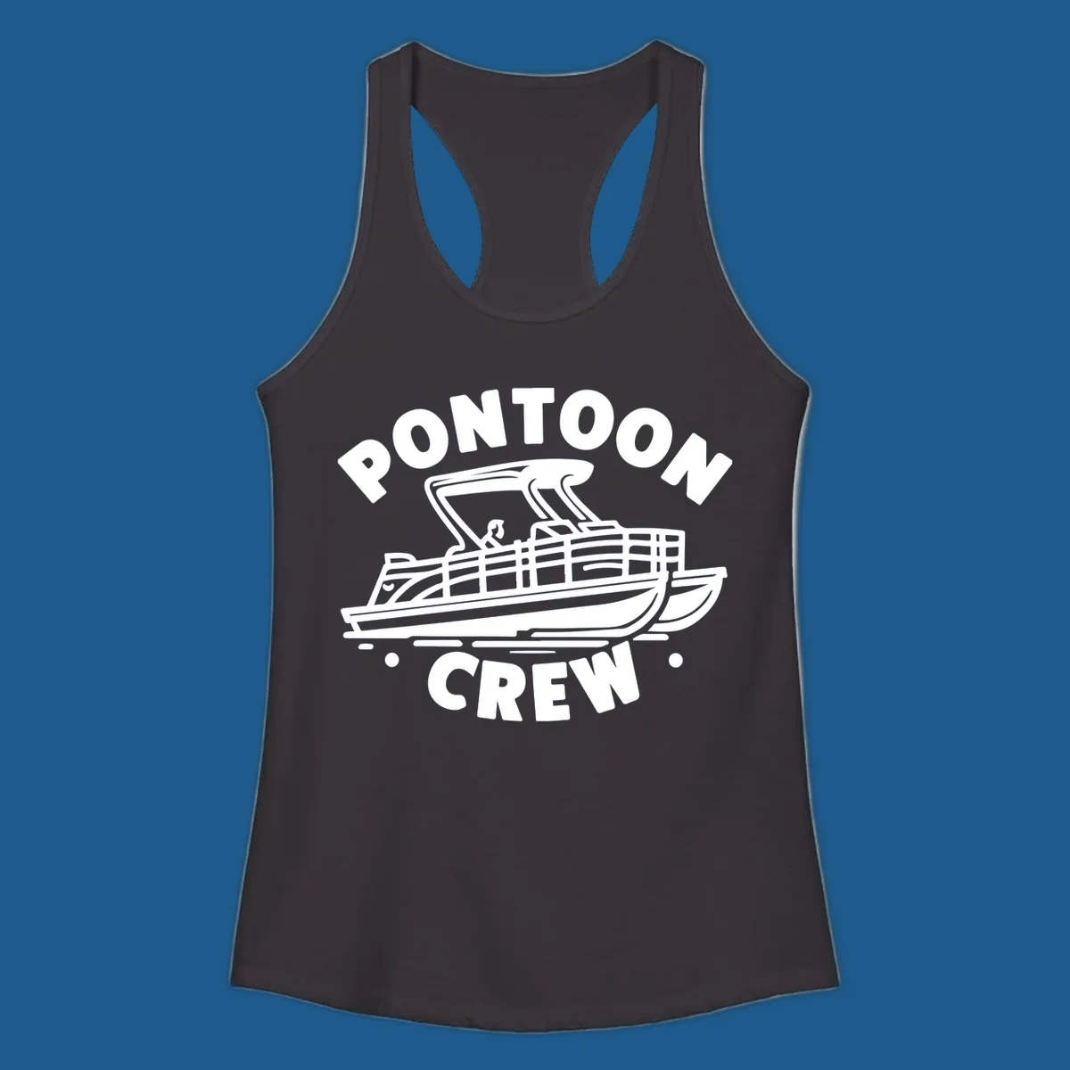 Pontoon crew boat illustration with text, for pontoon-crew-boat fans.