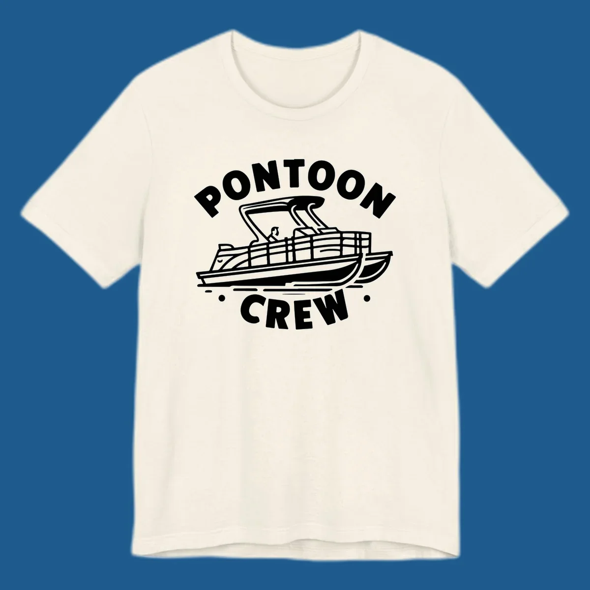 Pontoon crew boat illustration with text, for pontoon-crew-boat fans.