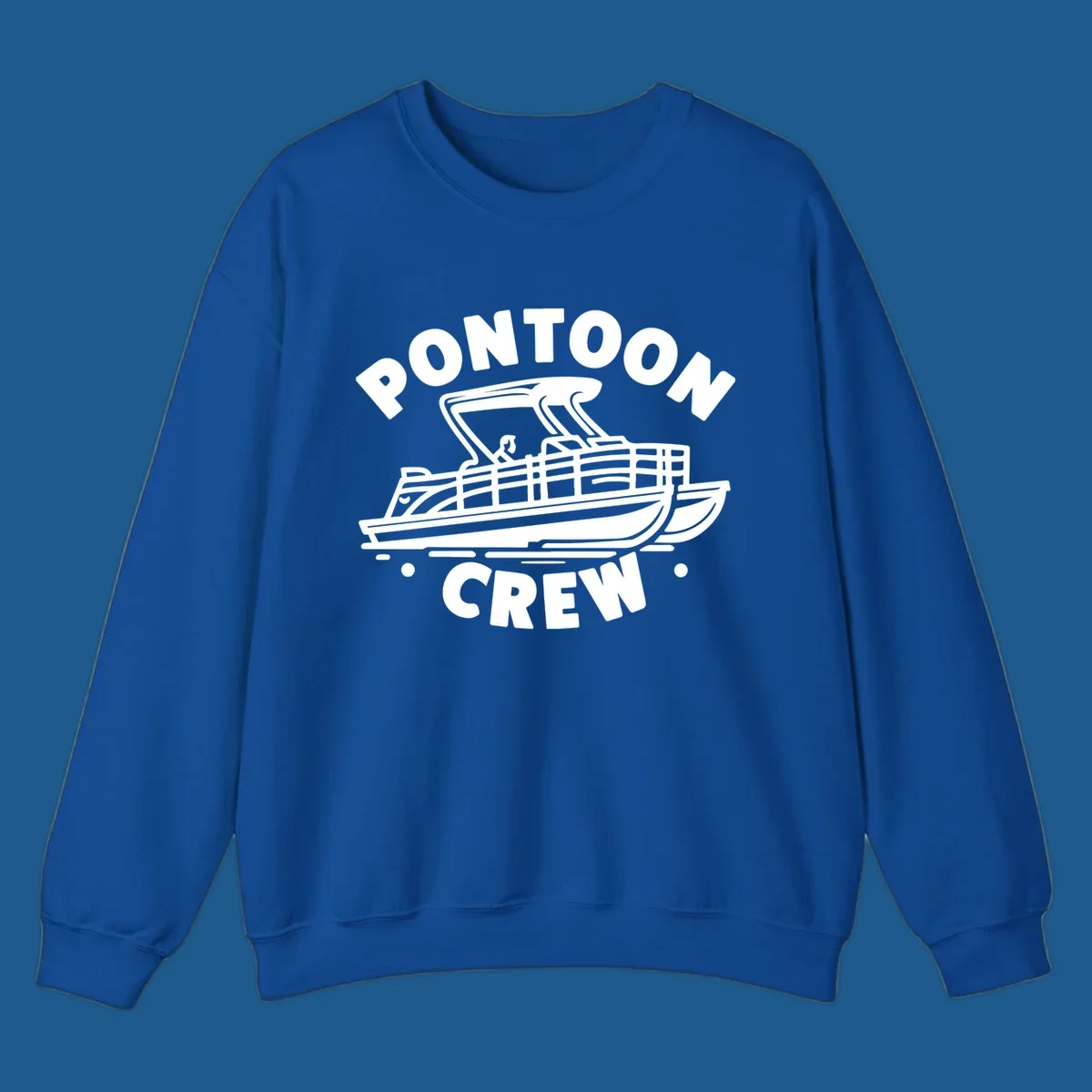 Pontoon crew boat illustration with text, for pontoon-crew-boat fans.