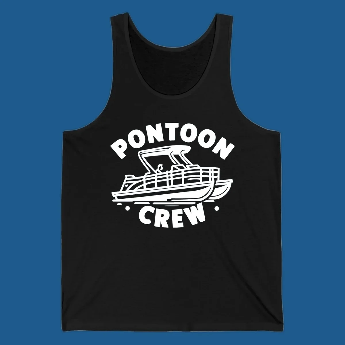 Pontoon crew boat illustration with text, for pontoon-crew-boat fans.