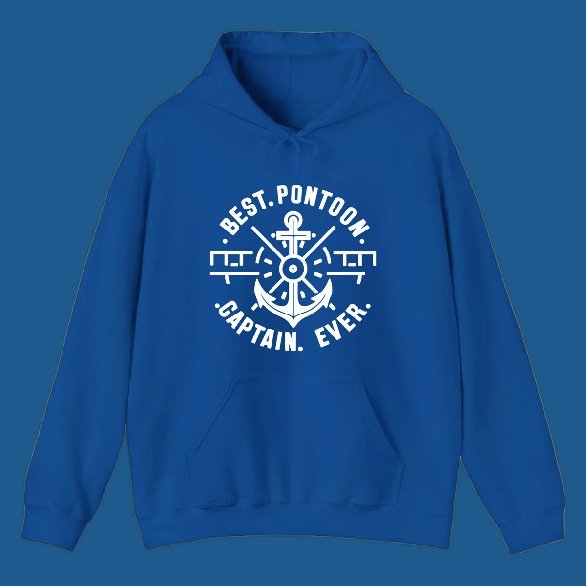 Circular badge with anchor and text "BEST. PONTOON. CAPTAIN. EVER."