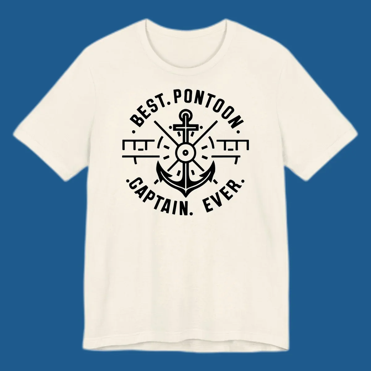 Circular badge with anchor and text "BEST. PONTOON. CAPTAIN. EVER."