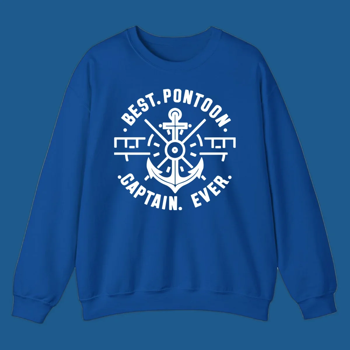 Circular badge with anchor and text "BEST. PONTOON. CAPTAIN. EVER."
