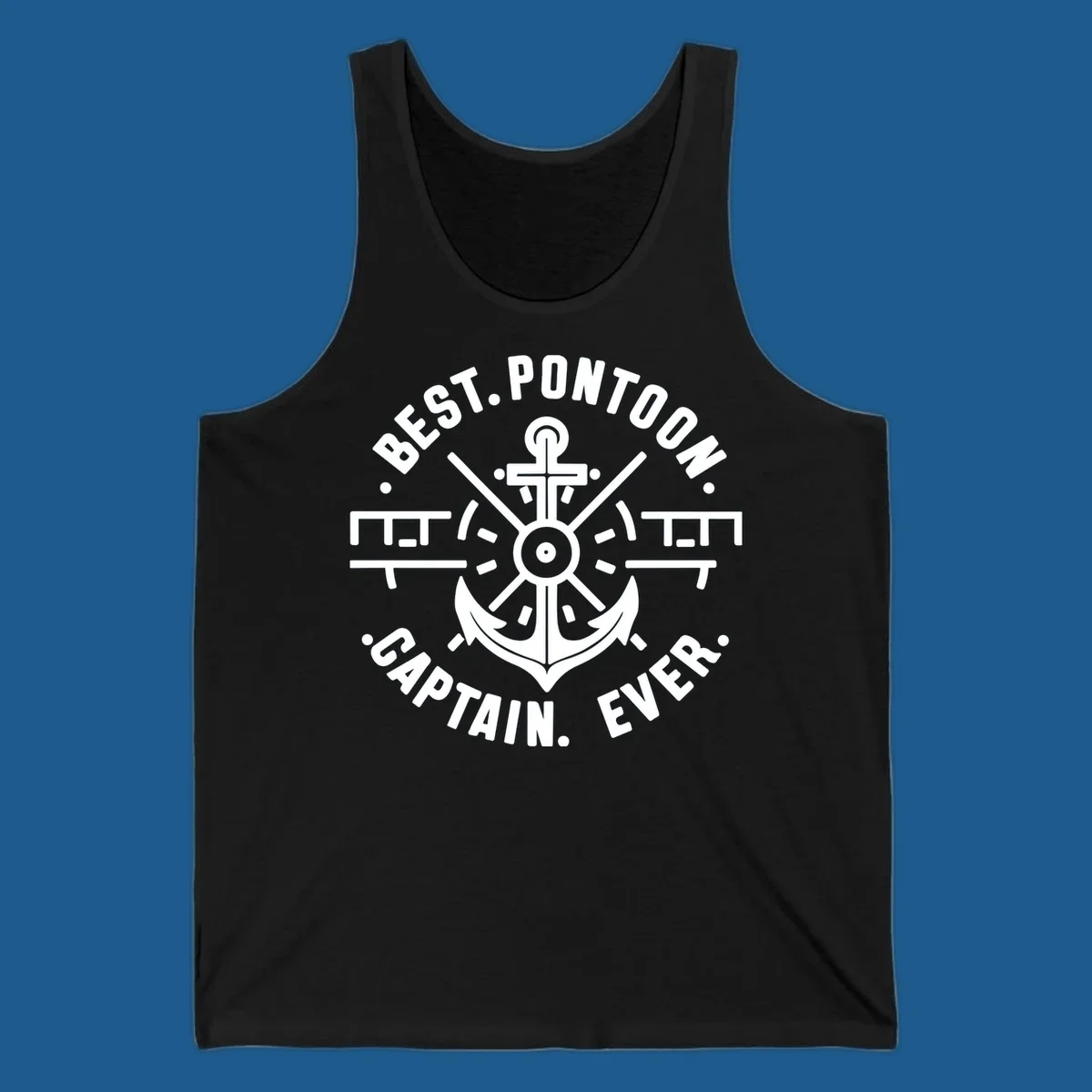 Circular badge with anchor and text "BEST. PONTOON. CAPTAIN. EVER."