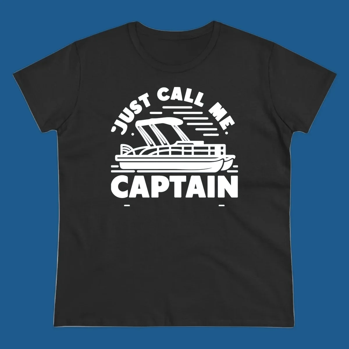 Just Call Me Captain pontoon boat illustration with text. Primary keyword root: just-call-me-captain.