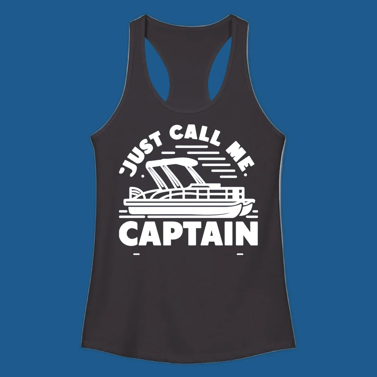 Just Call Me Captain pontoon boat illustration with text. Primary keyword root: just-call-me-captain.