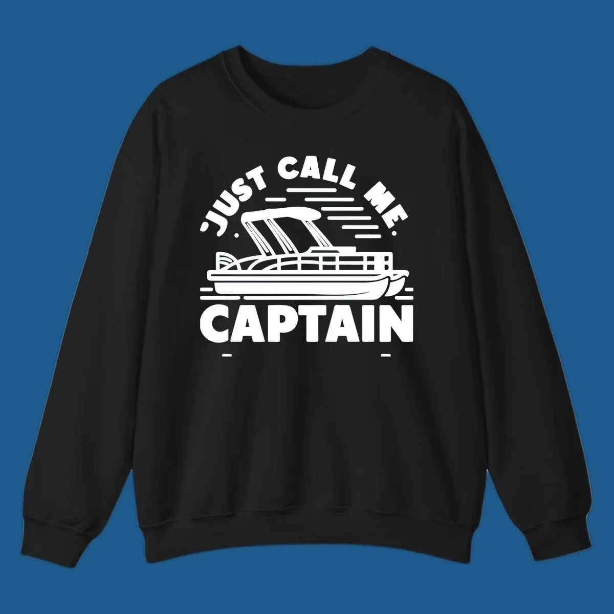 Just Call Me Captain pontoon boat illustration with text. Primary keyword root: just-call-me-captain.
