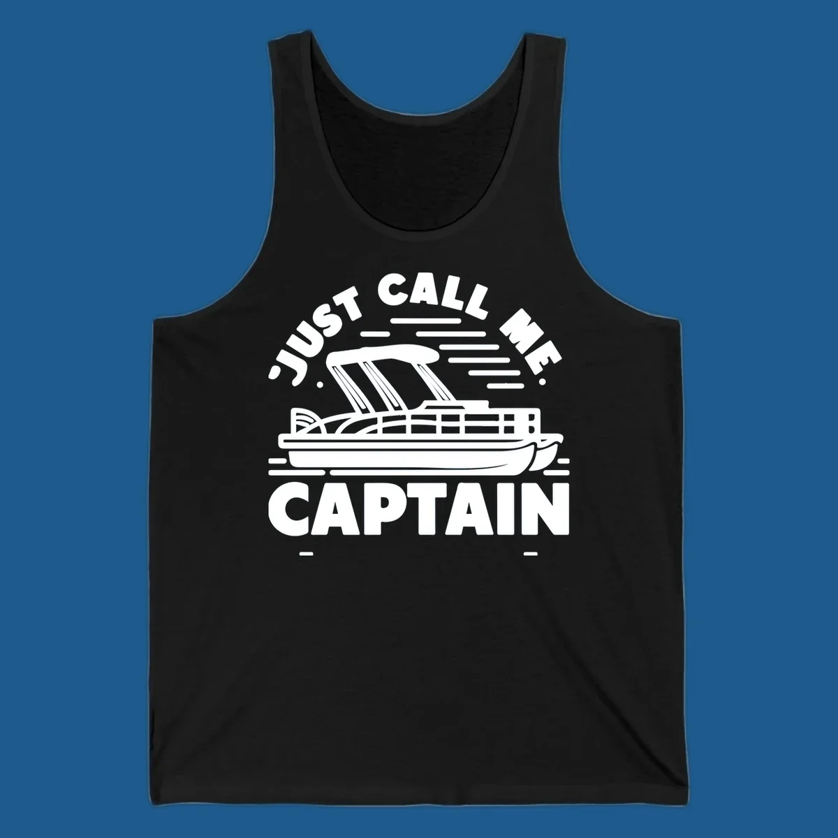 Just Call Me Captain pontoon boat illustration with text. Primary keyword root: just-call-me-captain.