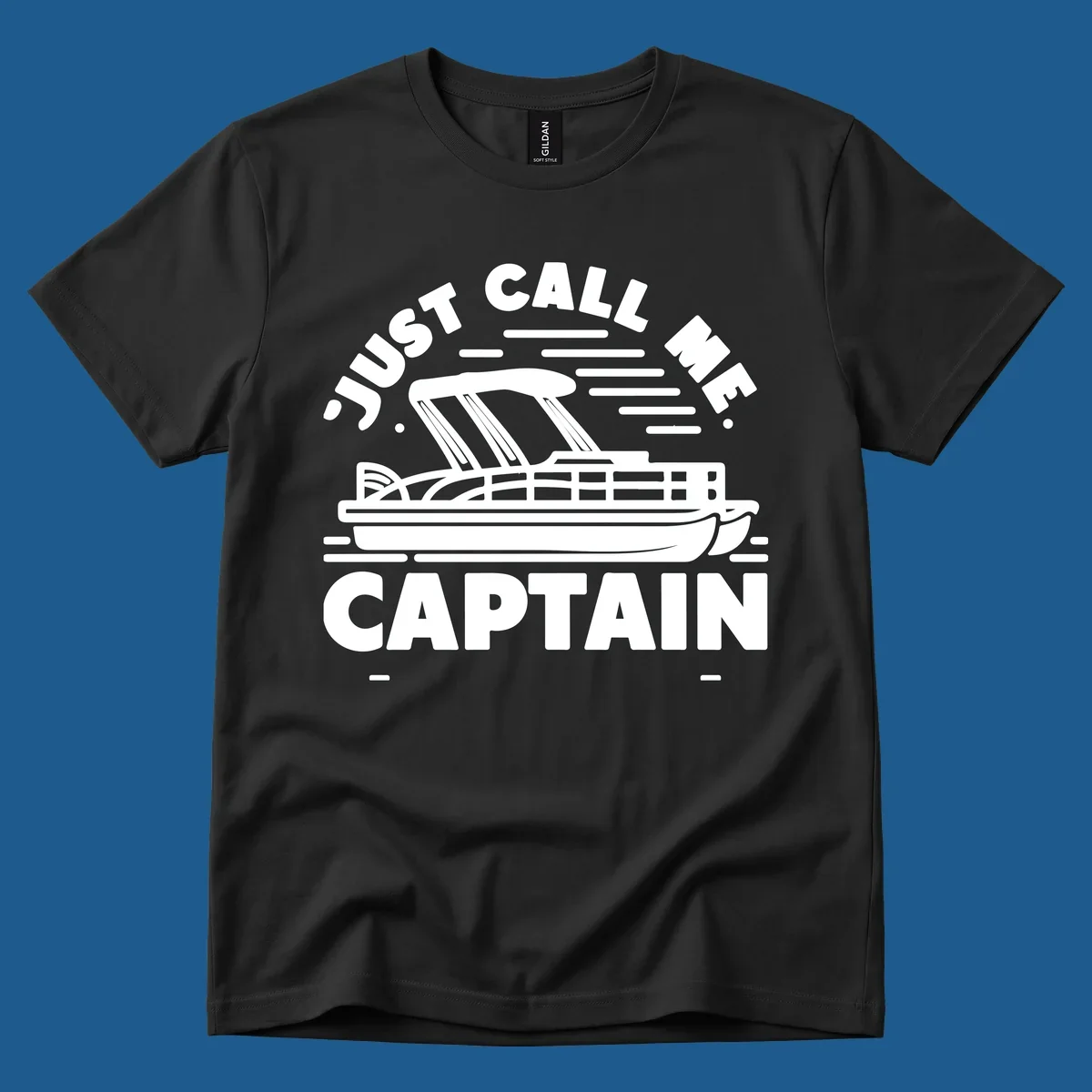 Just Call Me Captain pontoon boat illustration with text. Primary keyword root: just-call-me-captain.