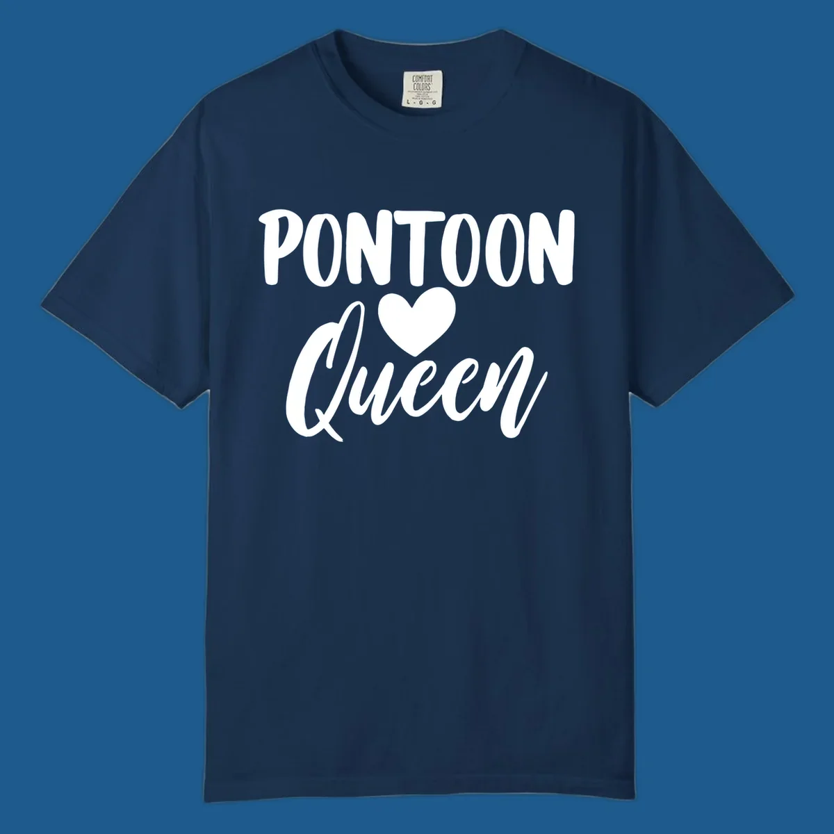 Pontoon Queen text with a heart graphic.