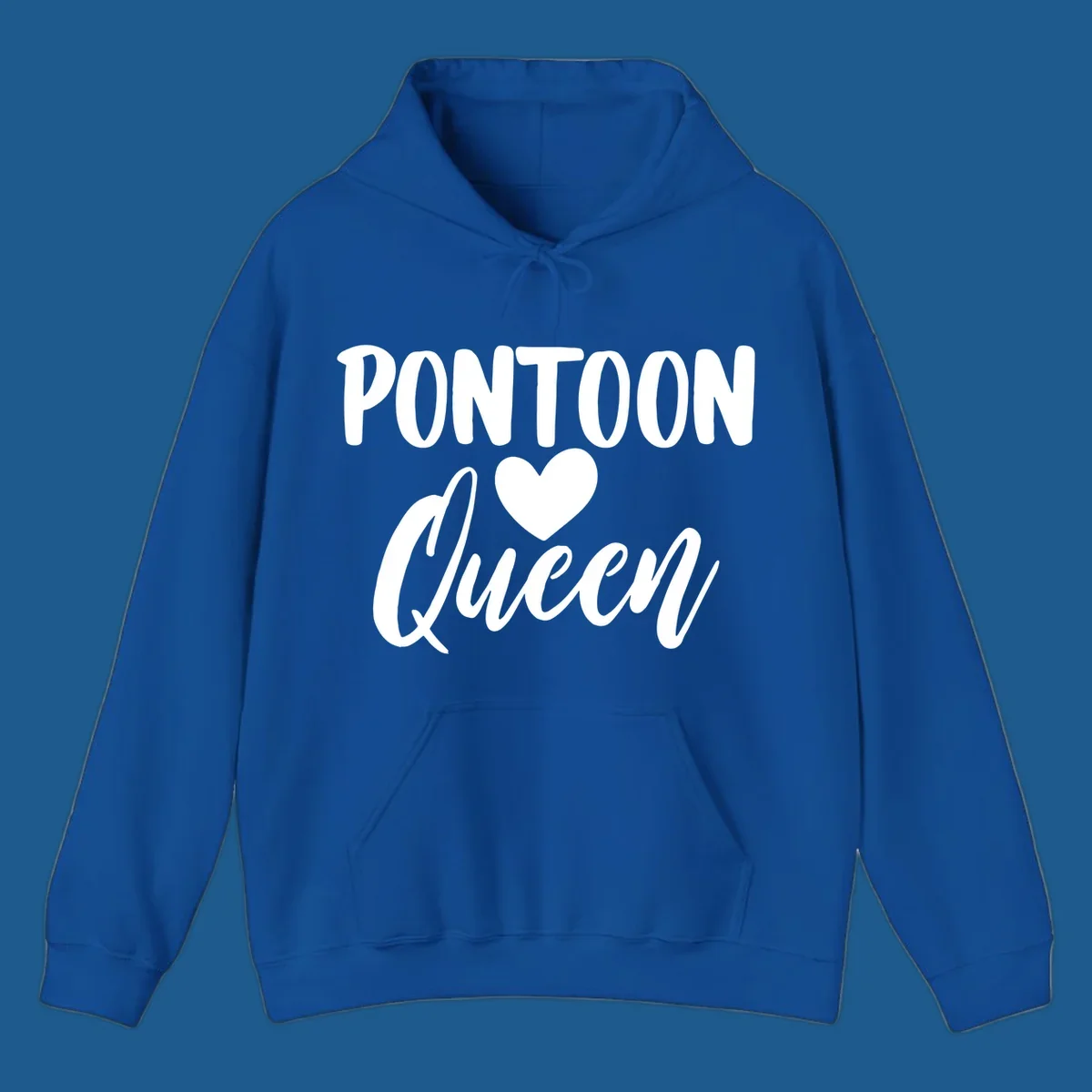 Pontoon Queen text with a heart graphic.