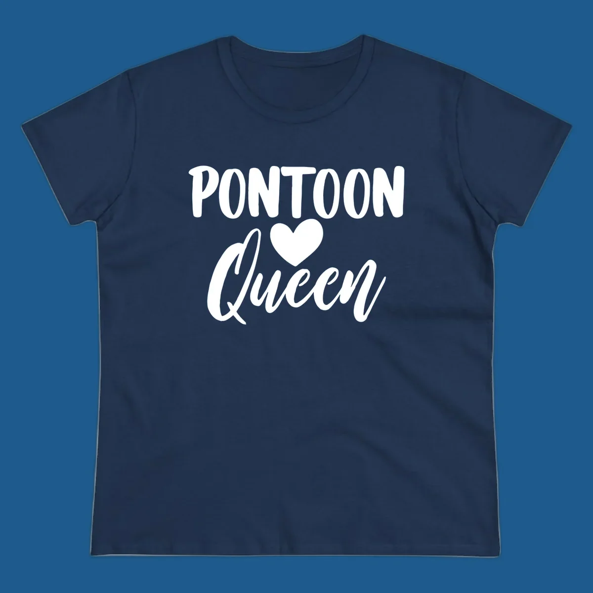 Pontoon Queen text with a heart graphic.