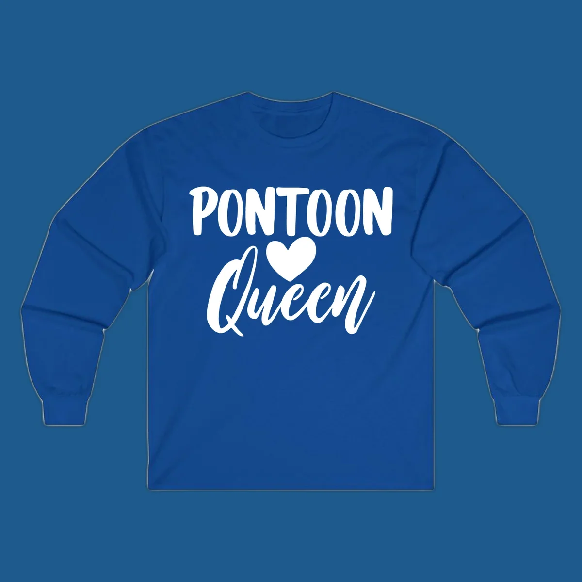 Pontoon Queen text with a heart graphic.