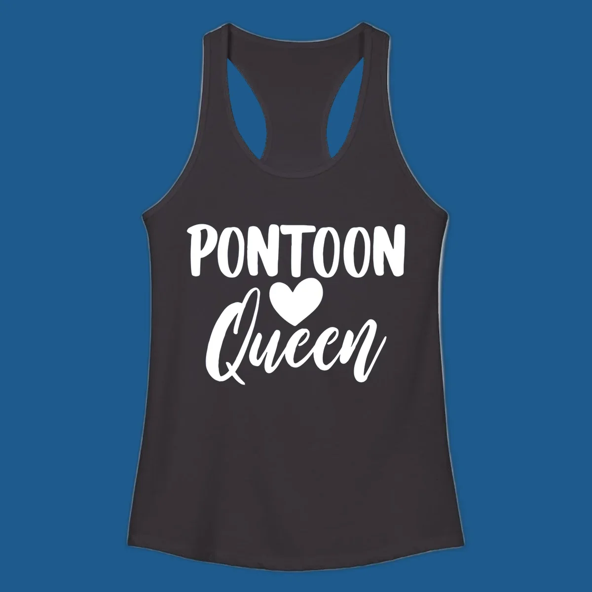 Pontoon Queen text with a heart graphic.