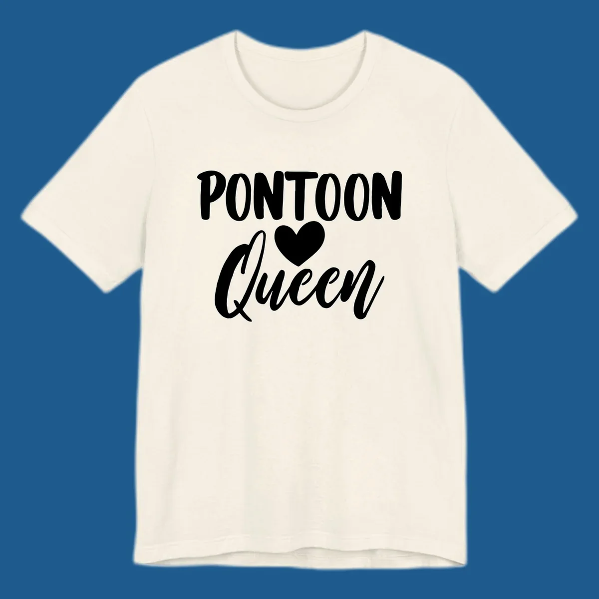 Pontoon Queen text with a heart graphic.