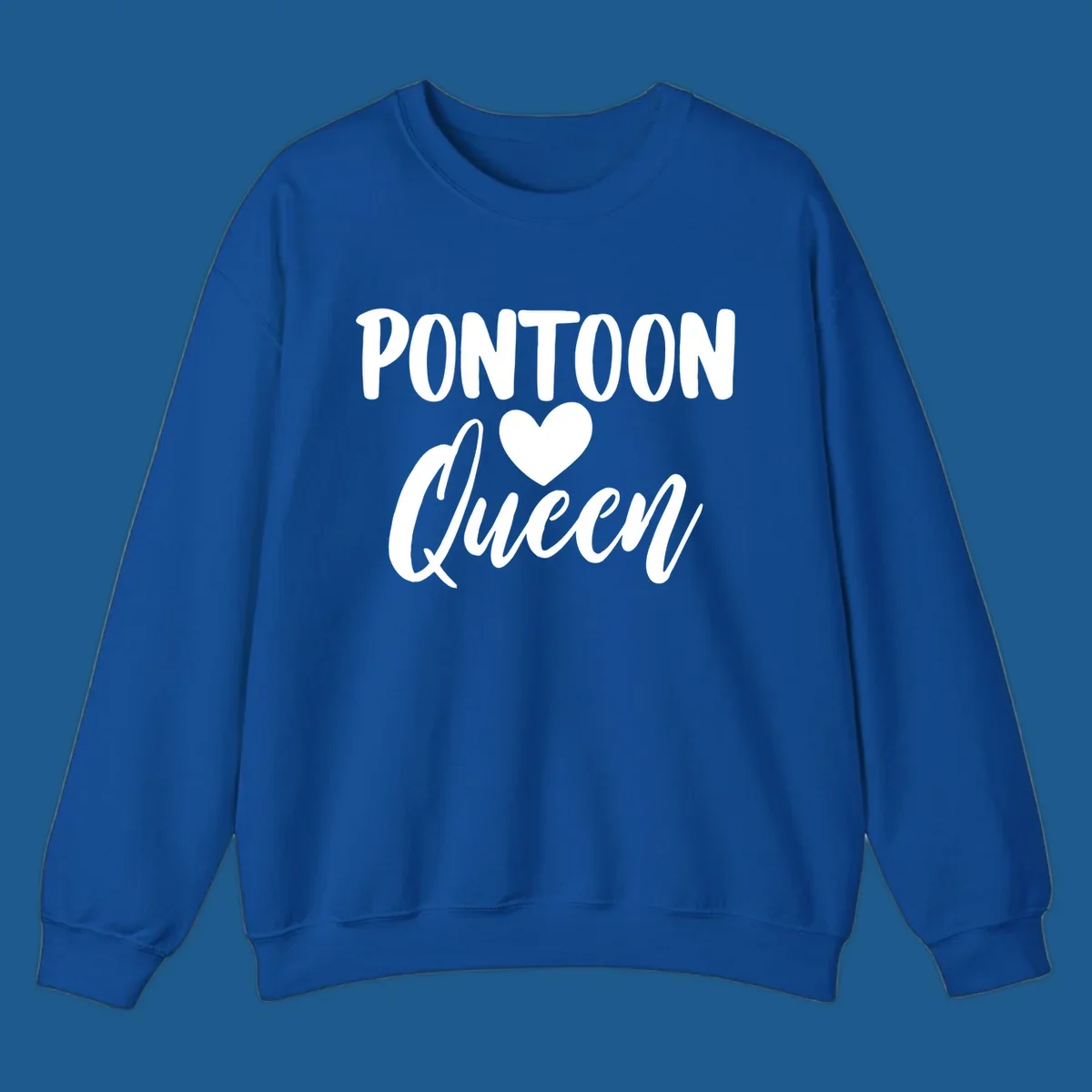 Pontoon Queen text with a heart graphic.