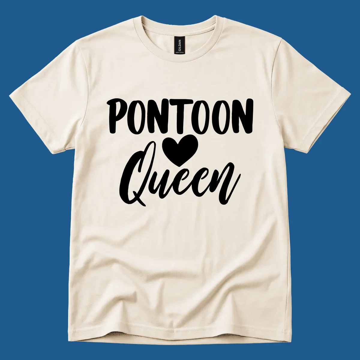 Pontoon Queen text with a heart graphic.