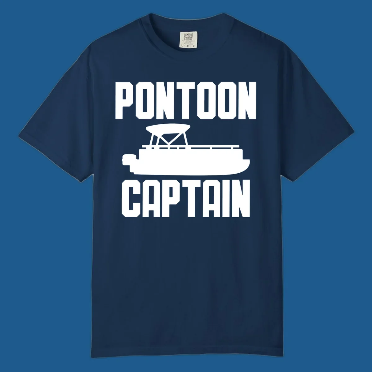 Pontoon Captain design featuring text and a pontoon boat silhouette.