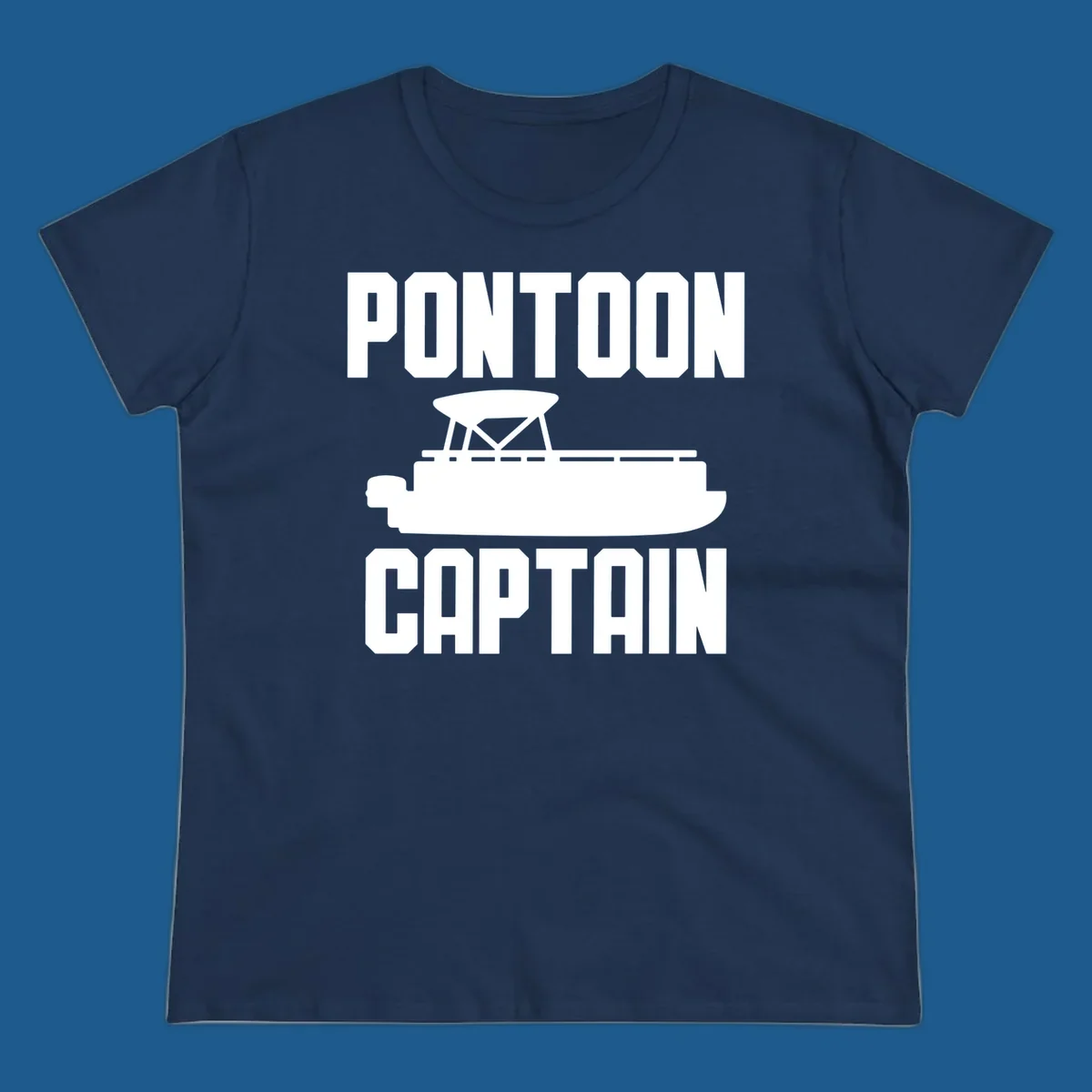 Pontoon Captain design featuring text and a pontoon boat silhouette.