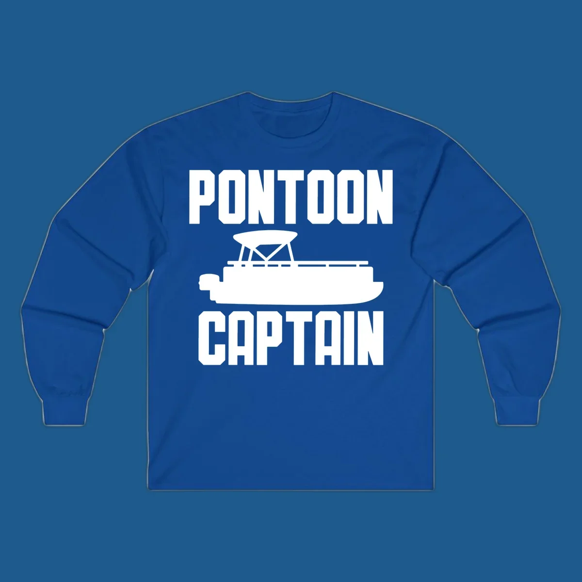 Pontoon Captain design featuring text and a pontoon boat silhouette.
