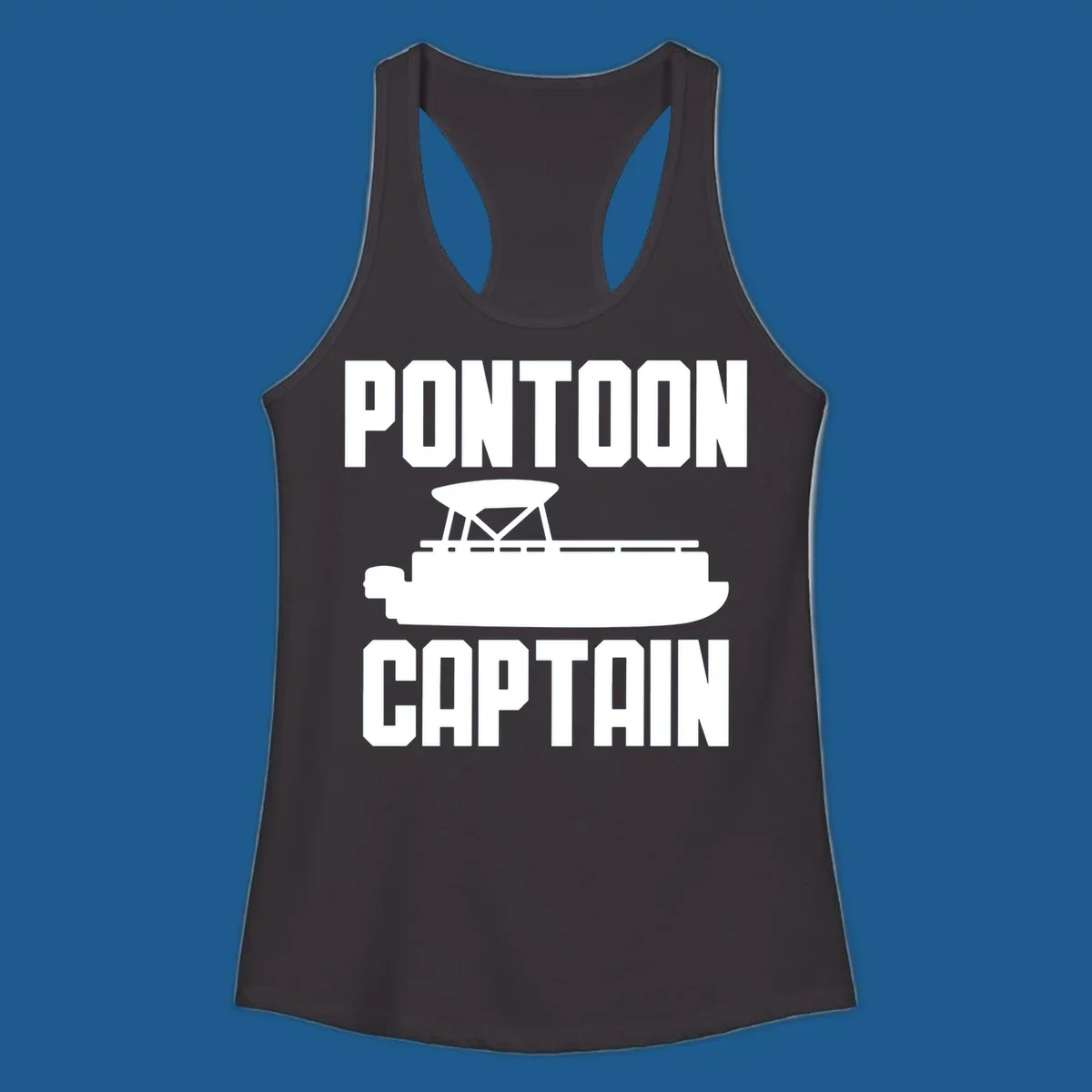 Pontoon Captain design featuring text and a pontoon boat silhouette.
