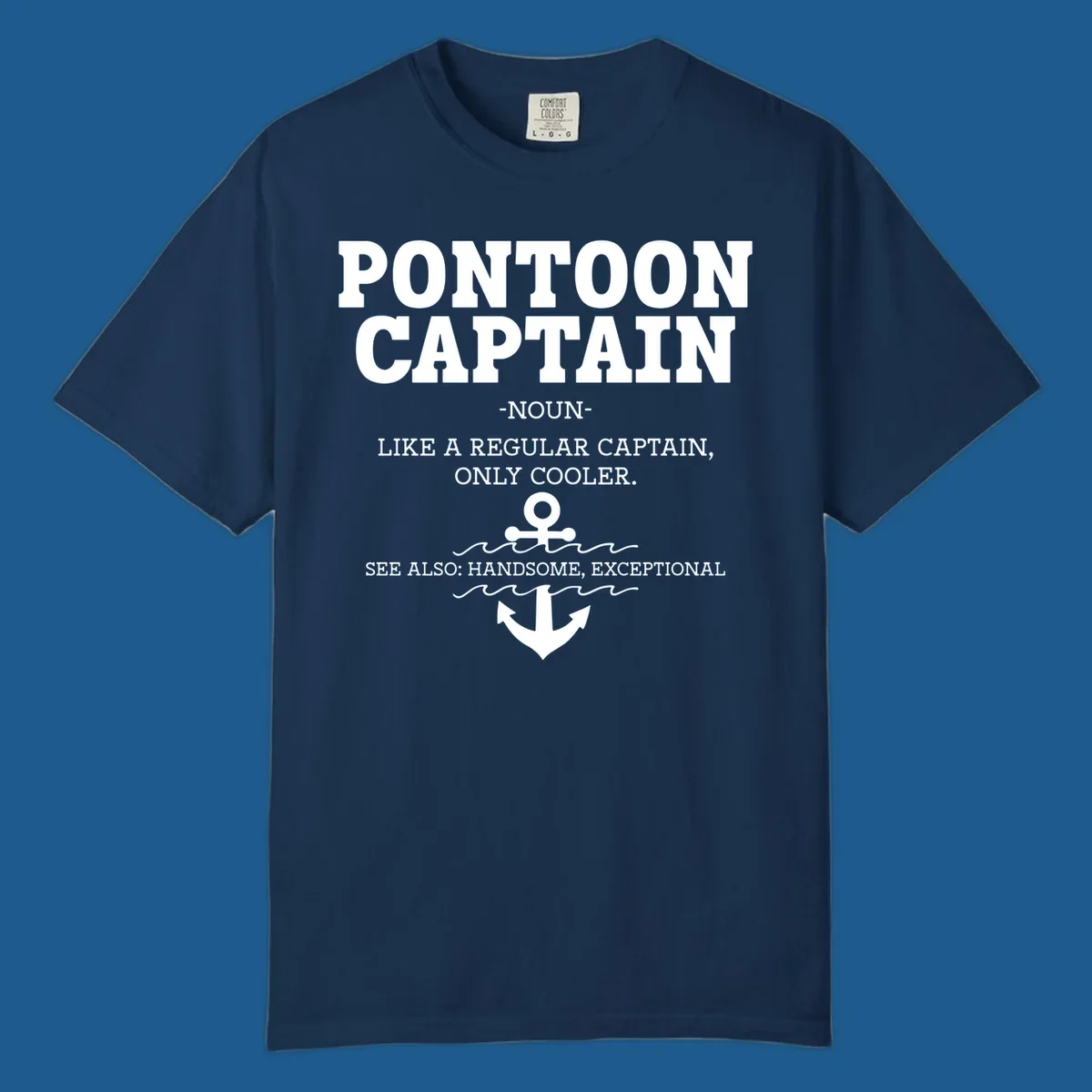 Pontoon Captain definition with anchor and waves illustration.