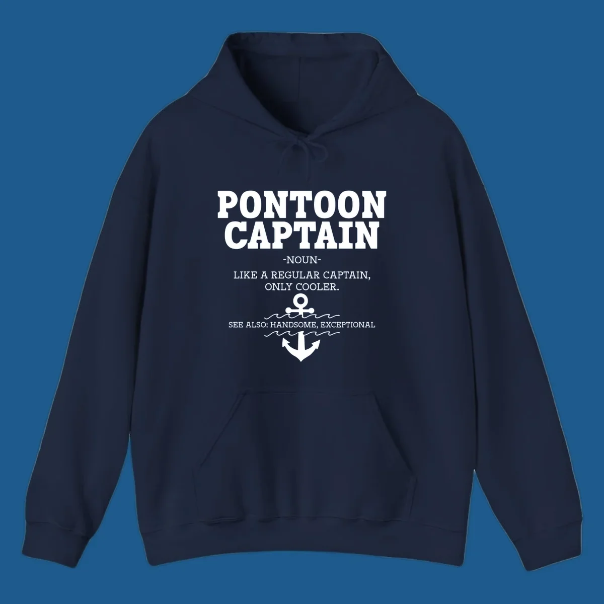 Pontoon Captain definition with anchor and waves illustration.
