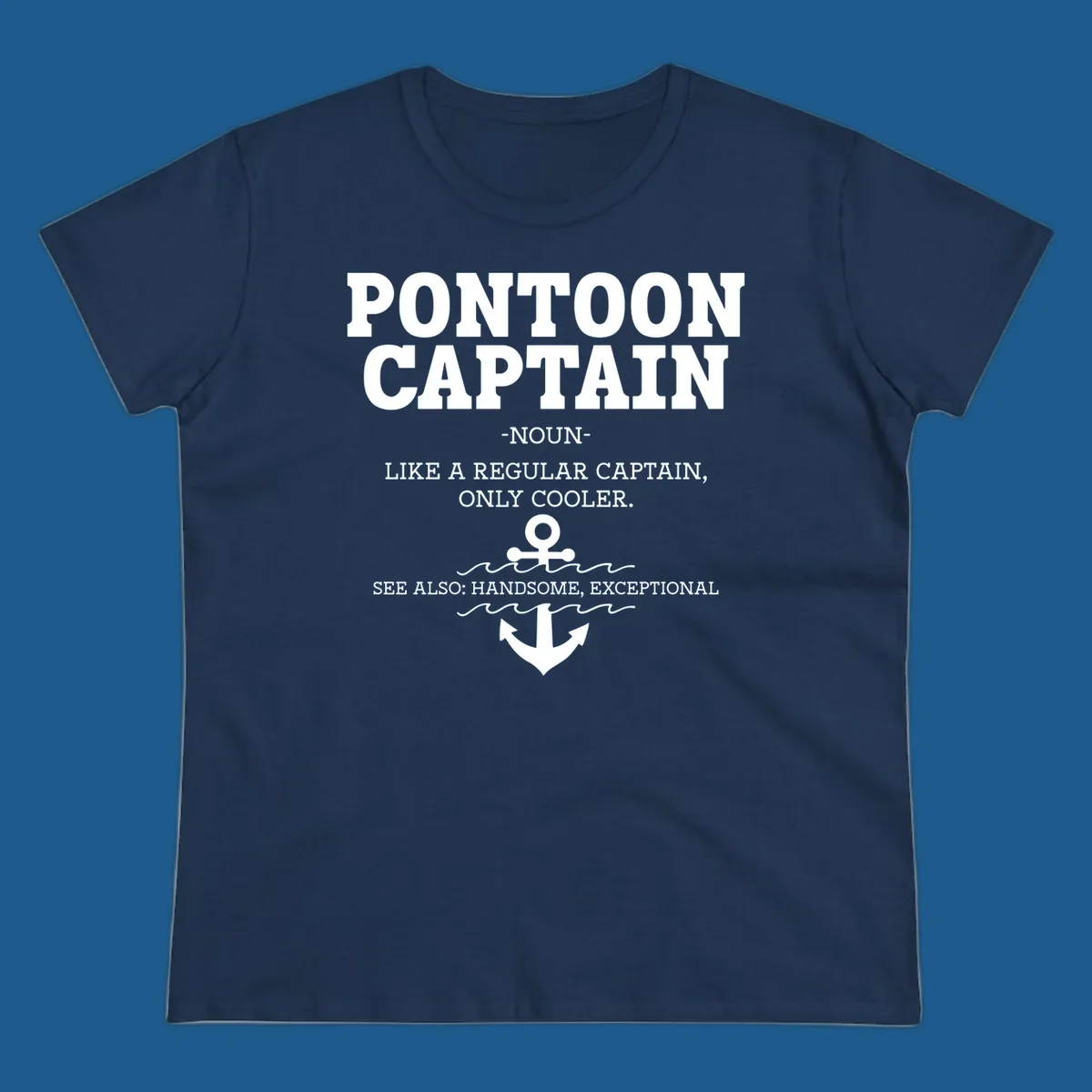 Pontoon Captain definition with anchor and waves illustration.