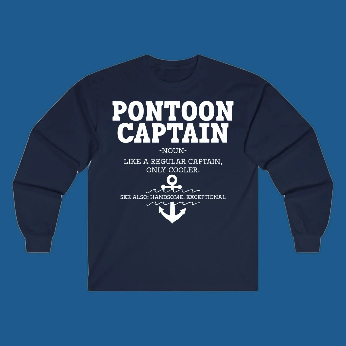 Pontoon Captain definition with anchor and waves illustration.