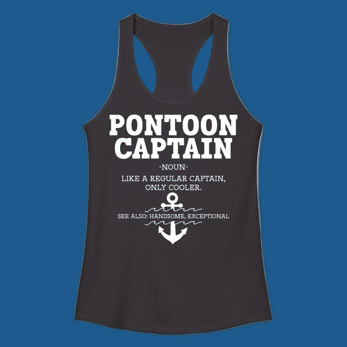 Pontoon Captain definition with anchor and waves illustration.