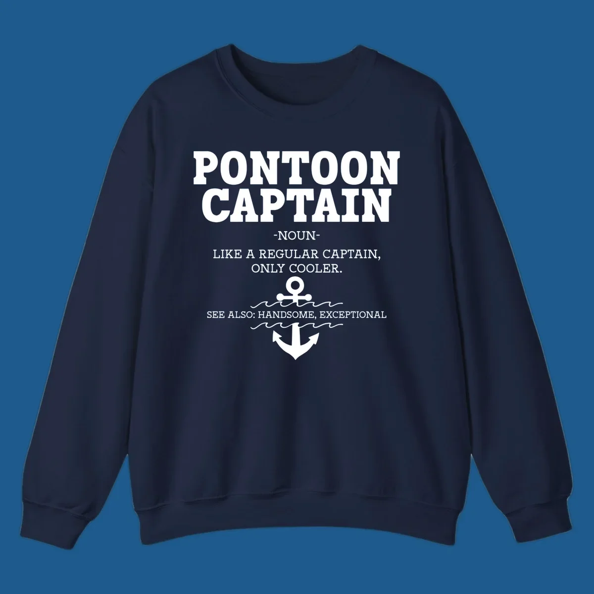 Pontoon Captain definition with anchor and waves illustration.