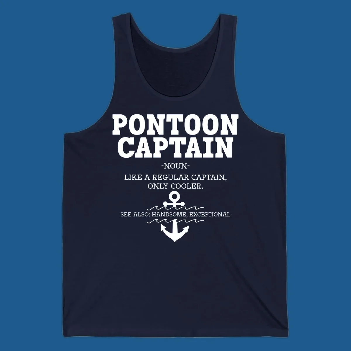 Pontoon Captain definition with anchor and waves illustration.