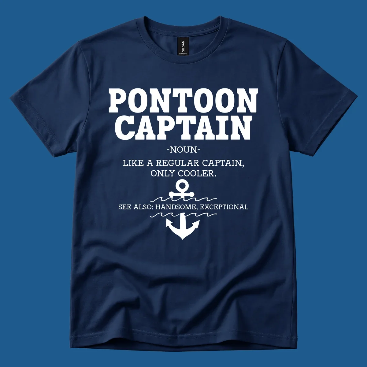 Pontoon Captain definition with anchor and waves illustration.
