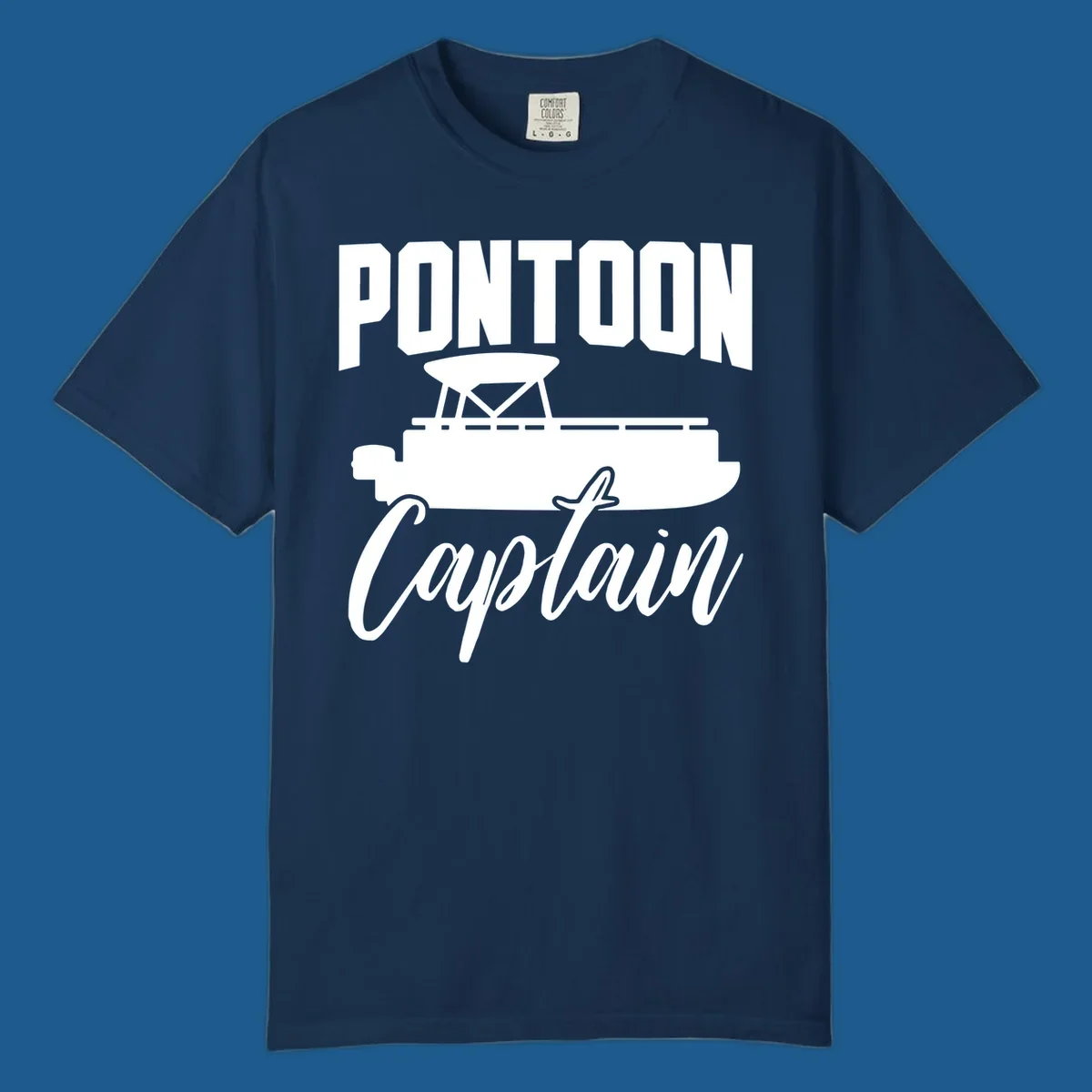 Pontoon Captain text and boat silhouette design
