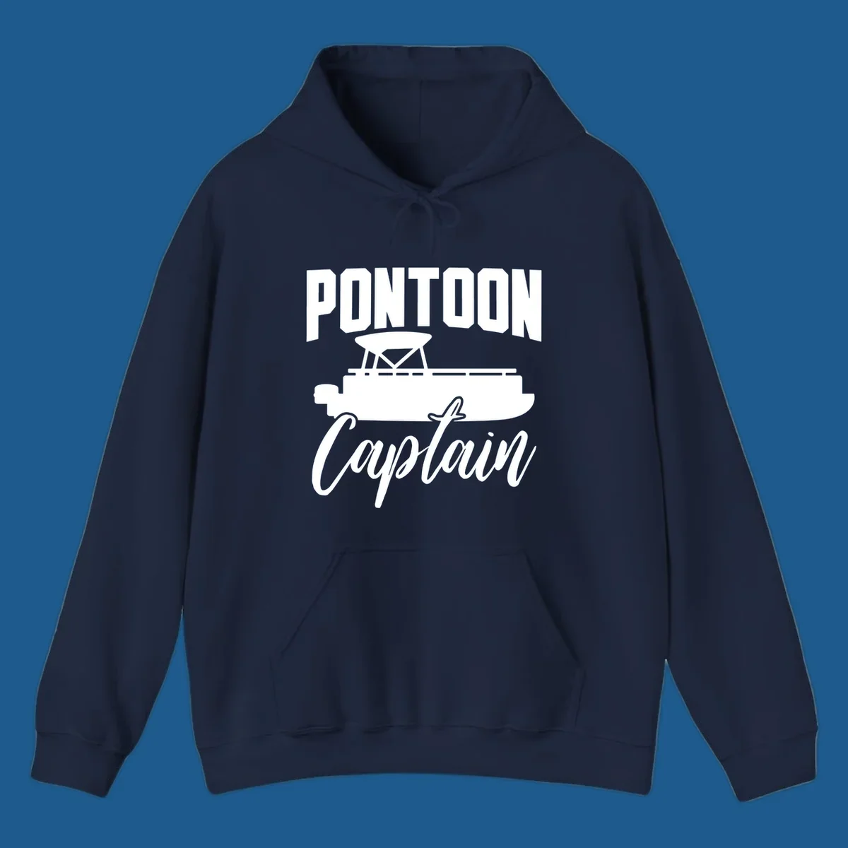 Pontoon Captain text and boat silhouette design