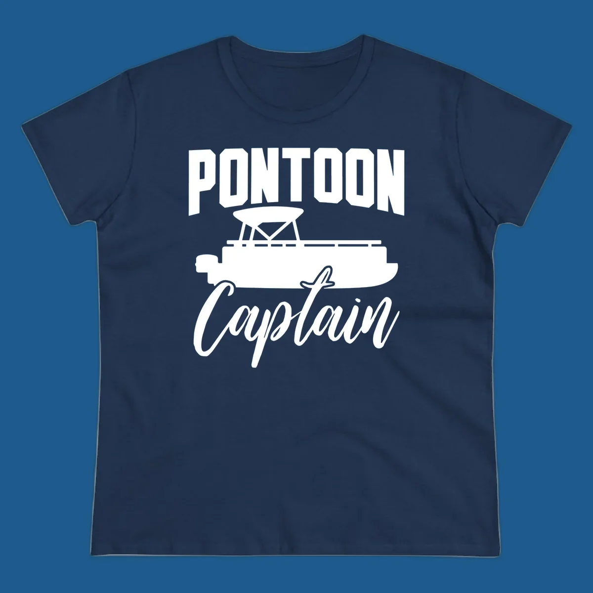 Pontoon Captain text and boat silhouette design