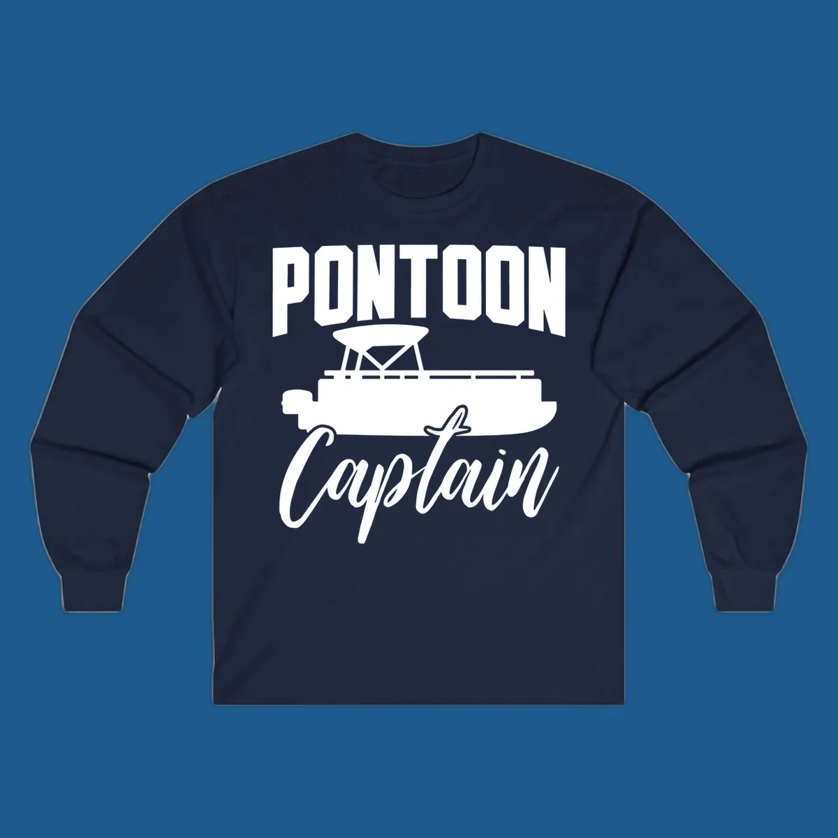 Pontoon Captain text and boat silhouette design