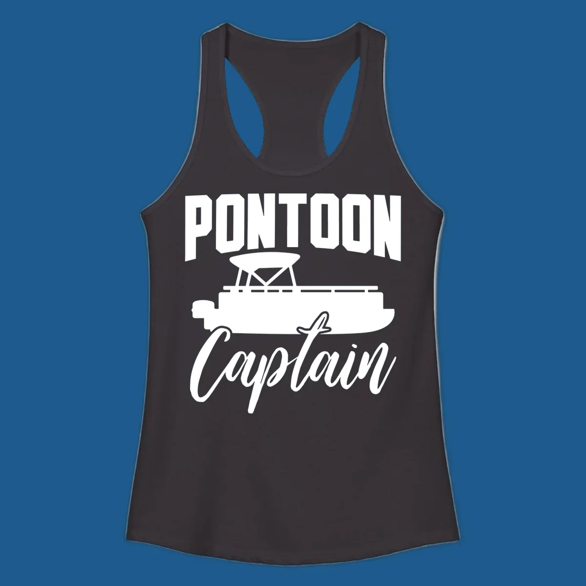 Pontoon Captain text and boat silhouette design