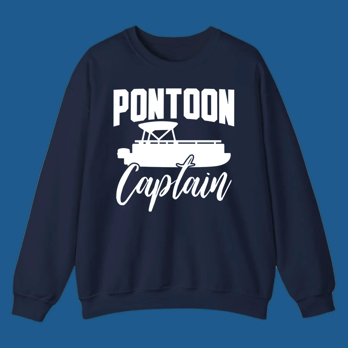 Pontoon Captain text and boat silhouette design