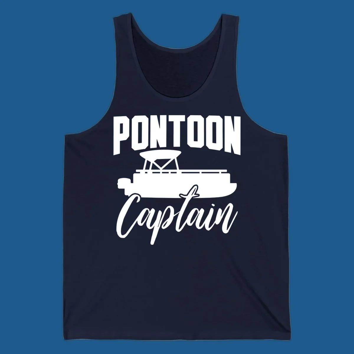 Pontoon Captain text and boat silhouette design