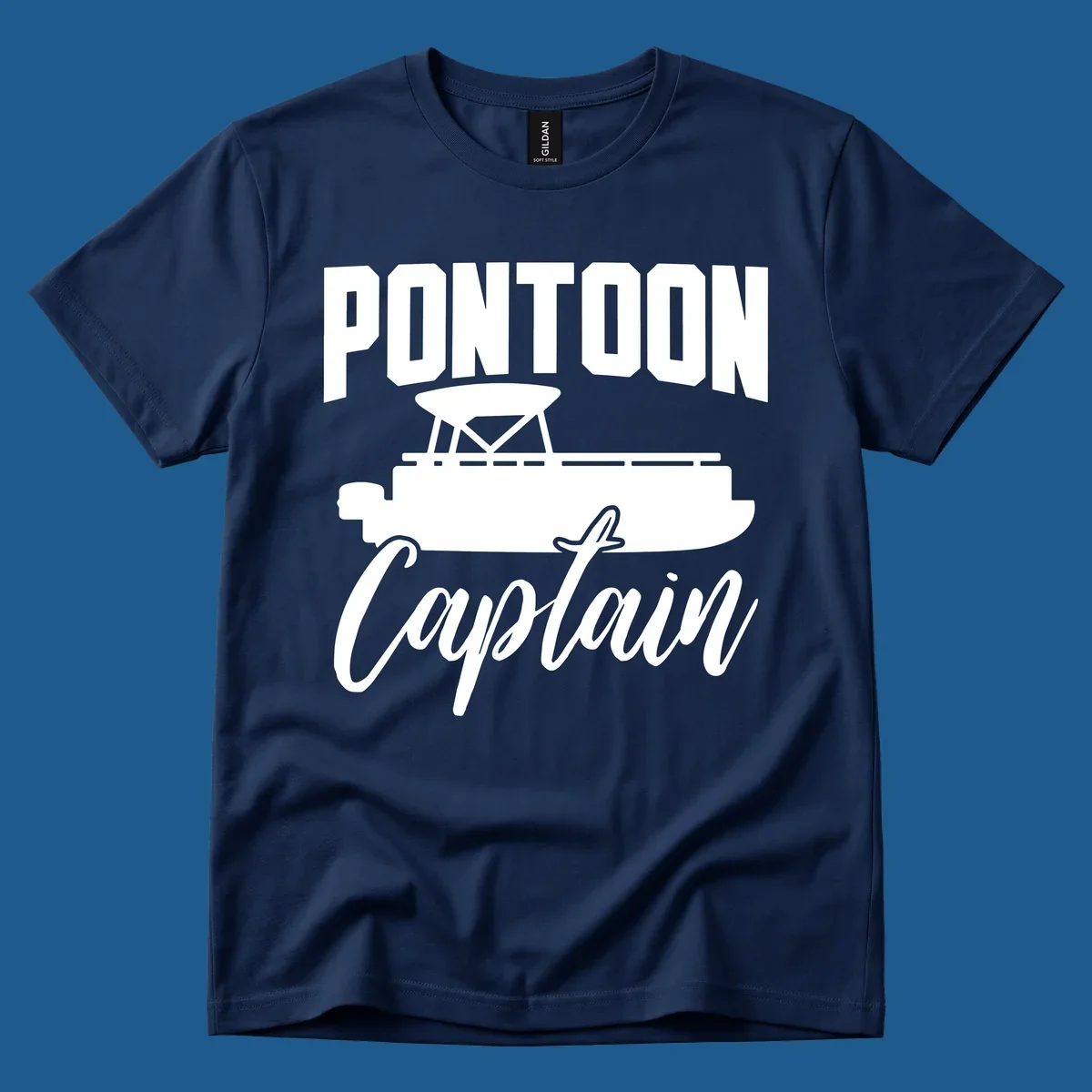 Pontoon Captain text and boat silhouette design