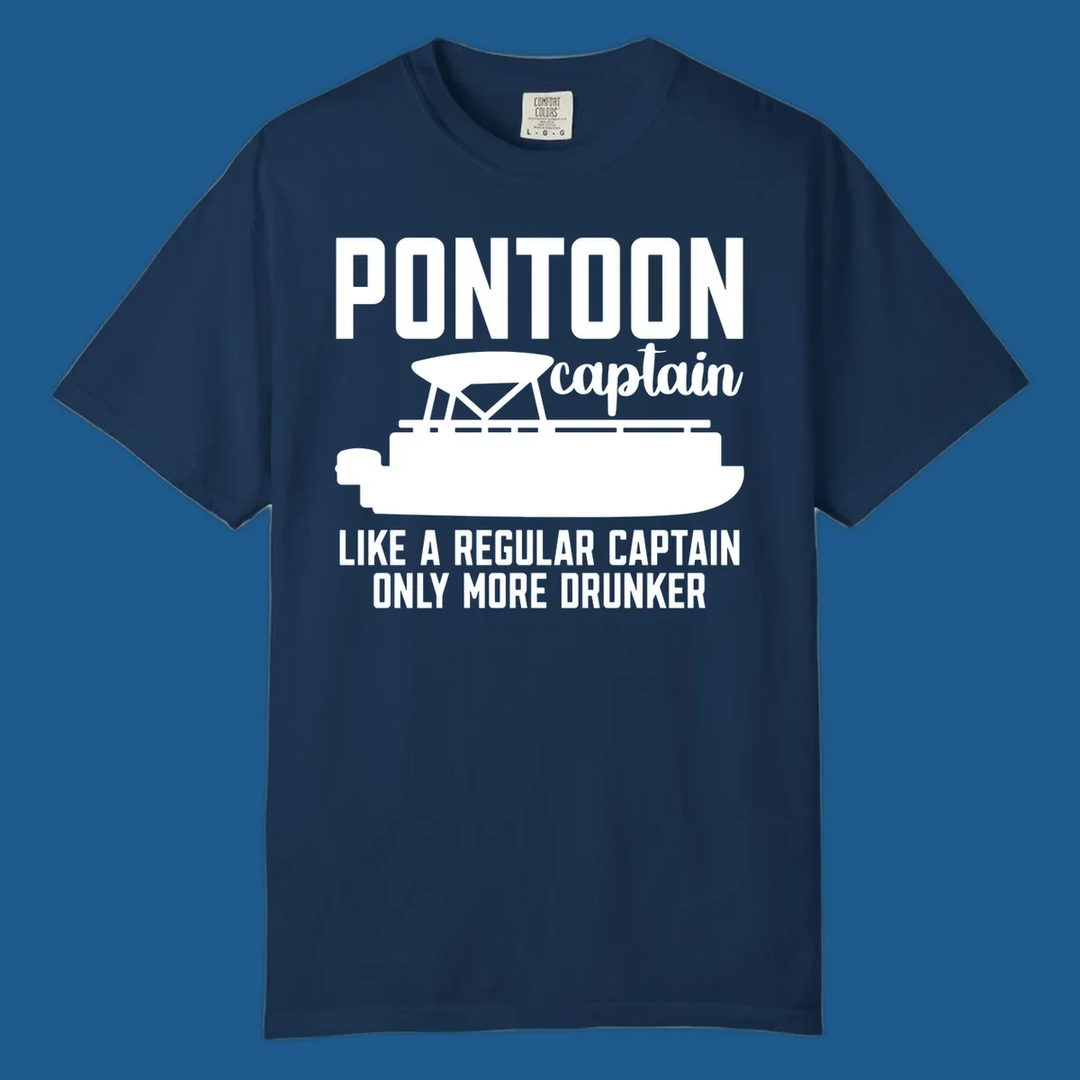 Pontoon captain illustration with text: Like a regular captain only more drunker. Pontoon-captain-drunker.