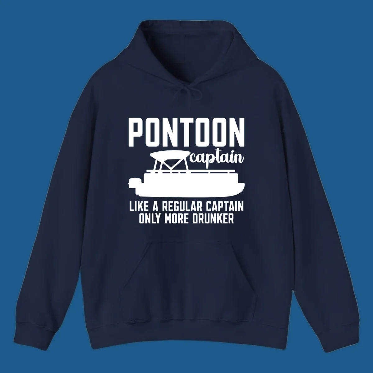 Pontoon captain illustration with text: Like a regular captain only more drunker. Pontoon-captain-drunker.